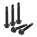 uxcell 板金ネジ 六角ワッシャ頭タッピングスクリュー 410ステンレス薄板 タッピングスクリュー 金属 木材用 ブラック 5.5 x 32mm 100個入...