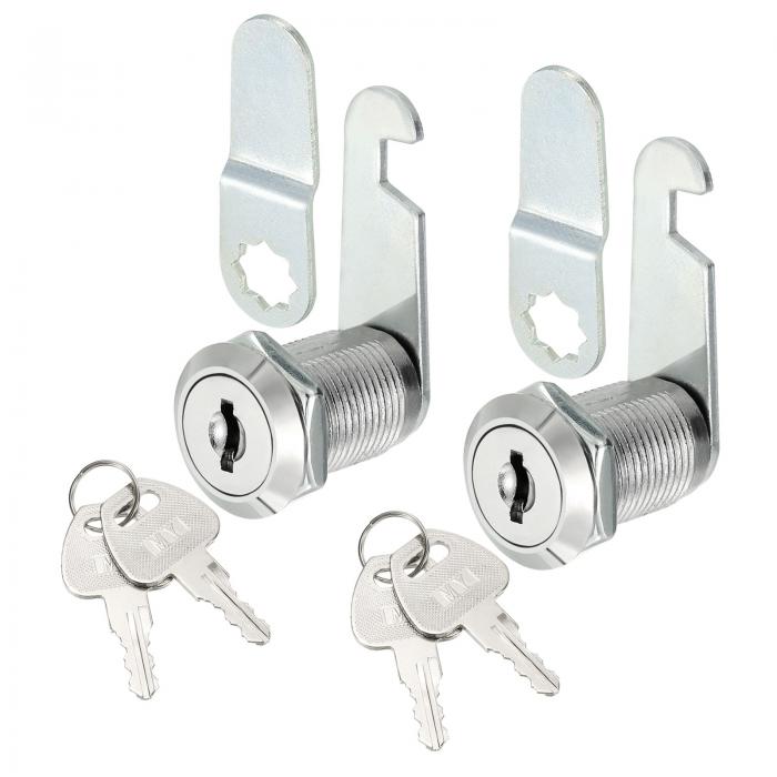 uxcell カムロック シリンダー錠 カム錠 同じ鍵 亜鉛合金 メイルボックスキャビネット引き出し用 25mmシリンダー長さ 16mm厚さのパネル適用 2個入り