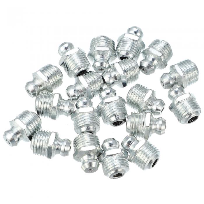 X AUTOHAUX グリ ースニップル継手 ストレート180度の角度 亜鉛メッキ鋼 グリ ースザーク継手アダプター 乗用車 トラックの機械潤滑用 M10x1 25個