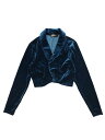 Allegra K ボレロ クロップ カーディガン エレガント カクテル オープンフロント ベルベット レディース ピーコックブルー XS(4)