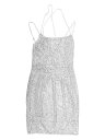 Allegra K ワンピース ミニドレス レースアップ スパンコール ドレス スパゲッティ ストラップ カクテル パーティー レディース シルバー XL(4)