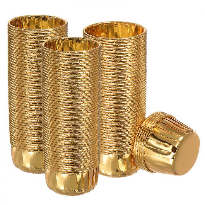 uxcell カップケーキカップ アルミホイル 標準 カップケーキライナー カップケーキベーキングカップ 誕生日パーティー 結婚式の装飾用 黄金色トーン 150個