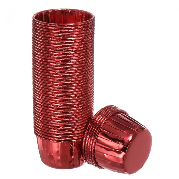 uxcell カップケーキカップ アルミホイル 標準 カップケーキライナー カップケーキベーキングカップ 誕生日パーティー 結婚式の装飾用 レッド 50個