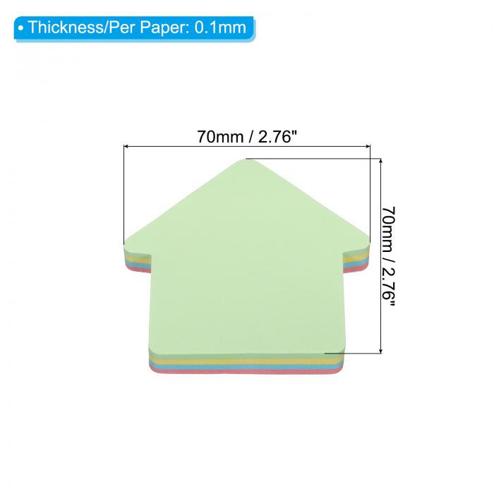 PATIKIL 70 x 70mm ハウスシェイプ付箋 6パッド かわいい セルフスティック メモパッド 明るい カラフル 100枚/パッド ホームオフィス用 4色 3