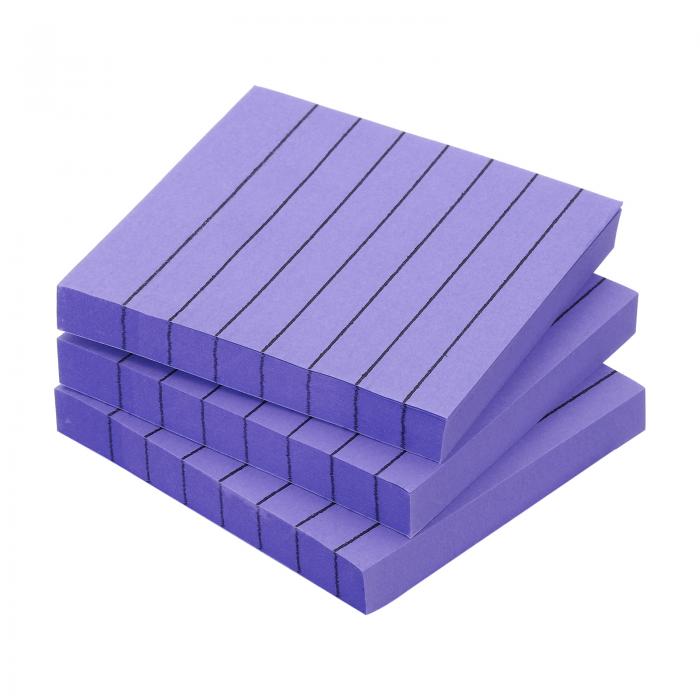 PATIKIL 74 x 76 mm 罫線入り付箋 3個 蛍光セルフスティックメモパッド 100シー