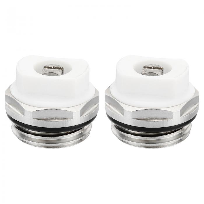 PATIKIL 13 mmBSPオスネジ 手動ラジエーターエアベントプラグバルブ 2個 ニッケルメッキ真鍮プラグ ラ..