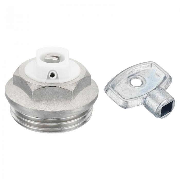 PATIKIL 25 mmBSPオスネジ 手動ラジエーターエアベントプラグバルブキット キー付き ニッケルメッキ真..