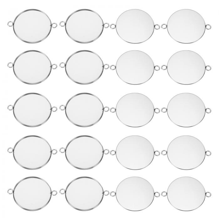 PATIKIL サスペンショントレイ ペンダントトレイ 20個入り 316ステンレス鋼 30mm 円形ベゼルトレイ ペ..