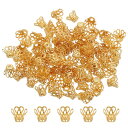 PATIKIL 座金 花座 花のビーズキャップ 100個 8x7mm 中空 メタル イヤリングブレスネックレスDIY用 ローズ金