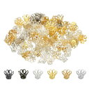 PATIKIL 花形ビーズキャップ フラワーキャップ 花座 100個 11x8mm 中空 メタル イヤリングブレスネックレスDIY用 多色