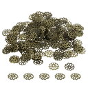PATIKIL フラワービーズキャップ 座金 フラワーキャップ 200個 9x1.5mm 中空 メタル イヤリングブレスネックレスDIY用 ブロンズトーン