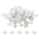 PATIKIL フラワービーズキャップ 座金 フラワーキャップ 100個 10x4mm 中空 メタル イヤリングブレスネックレスDIY用 シルバー ホワイト