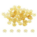 PATIKIL 座金 フラワーキャップ 花座 100個 10x4mm 中空 メタル イヤリングブレスネックレスDIY用 金トーン