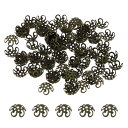 PATIKIL 座金 フラワーキャップ 花座 100個 10x4mm 中空 メタル イヤリングブレスネックレスDIY用 ブロンズトーン