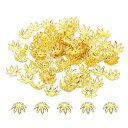 PATIKIL 座金 フラワーキャップ 花座 100個 11x4mm 中空 メタル イヤリングブレスネックレスDIY用 金トーン