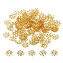 PATIKIL フラワーキャップ 花座 花のビーズキャップ 100個 11x4mm 中空 メタル イヤリングブレスネックレスDIY用 ローズ金