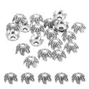 PATIKIL 花形ビーズキャップ フラワーキャップ 花のビーズキャップ 20個 10x5mm 中空 メタル イヤリングブレスネックレスDIY用 シルバートーン