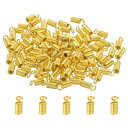 PATIKIL コードエンドキャップ ワイヤエンドキャップ スプリングコイルエンドクリンプ 100個 3x7mm メタル ブレスネックレスDIYクラフト用 金ト...