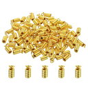 PATIKIL ワイヤエンドキャップ スプリングコイルエンドクリンプ ひも留め金具 100個 3.5x8.5mm メタル ブレスネックレスDIYクラフト用 金ト...