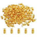 PATIKIL ワイヤエンドキャップ スプリングコイルエンドクリンプ ひも留め金具 100個 4x9mm メタル ブレスネックレスDIYクラフト用 金トーン