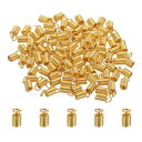 PATIKIL スプリングコイルエンドクリンプ ひも留め金具 コードエンドストッパー 100個 4.5x9.5mm メタル ブレスネックレスDIYクラフト用 ローズ金