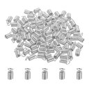 PATIKIL スプリングコイルエンドクリンプ ひも留め金具 コードエンドストッパー 100個 4.5x9.5mm メタル ブレスネックレスDIYクラフト用 シルバートーン