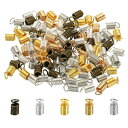 PATIKIL スプリングコイルエンドクリンプ ひも留め金具 コードエンドストッパー 100個 4.5x9.5mm メタル ブレスネックレスDIYクラフト用 多色
