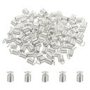 PATIKIL スプリングコイルエンドクリンプ ひも留め金具 コードエンドストッパー 100個 5x9mm メタル ブレスネックレスDIYクラフト用 シルバー ホワイト
