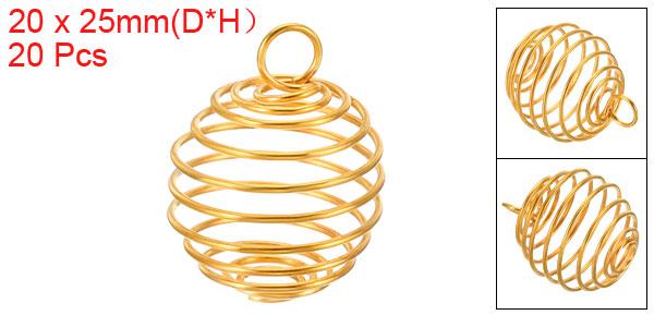 PATIKIL 螺旋 ビーズ ケージ ペンダント　ステンレス製　スプリングストーンホルダー　ネックレスケージペンダント　ジュエリー作りのクラフト用　20個入り 20x25mm　金トーン 2