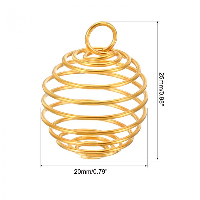 PATIKIL 螺旋 ビーズ ケージ ペンダント　ステンレス製　スプリングストーンホルダー　ネックレスケージペンダント　ジュエリー作りのクラフト用　20個入り 20x25mm　金トーン 3