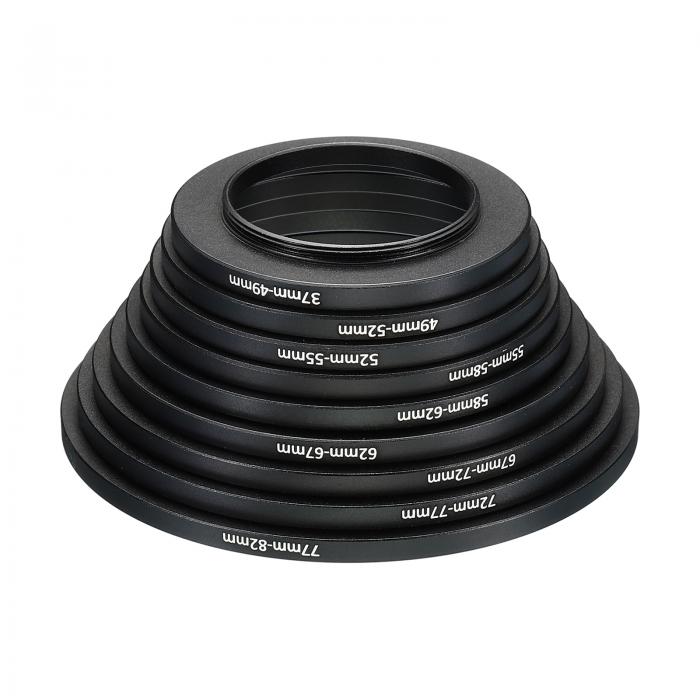 PATIKIL ステップアップリングセット　77-82mm 72-77mm 62-72mm 62-67mm 58-62mm 55-58mm 52-55mm 49-52mm 37-49mmレンズフィルターアダプターリング　カメラレンズ用　ブラック　9パック入り