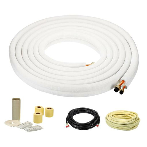 PATIKIL ミニスプリットラインセット7.6m 6.35mm 9.52mm OD銅管パイプ延長厚さ PE 絶縁 ミニスプリット用 エアコン HVAC またはヒートポンプシステム用 PATIKIL ミニスプリットラインセット7.6m 6.35mm 9.52mm OD銅管パイプ延長厚さ PE 絶縁 ミニスプリット用 エアコン HVAC またはヒートポンプシステム用