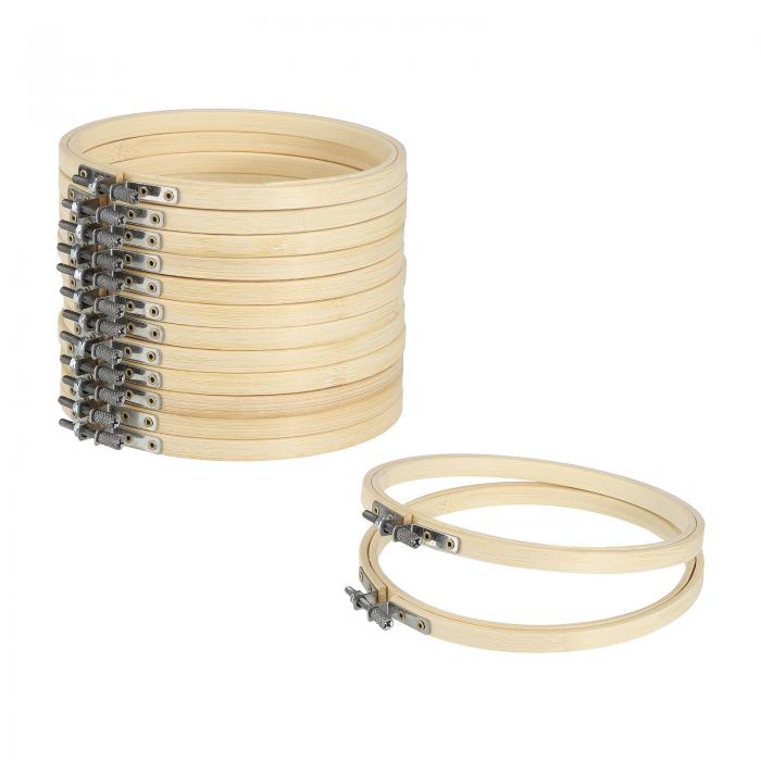 PATIKIL 12個 15 cm 刺繍フープ ラウンド 調整可能な竹 サークル クロスステッチフープリング 刺繍アートクラフト ハンディ縫製装飾用バルク