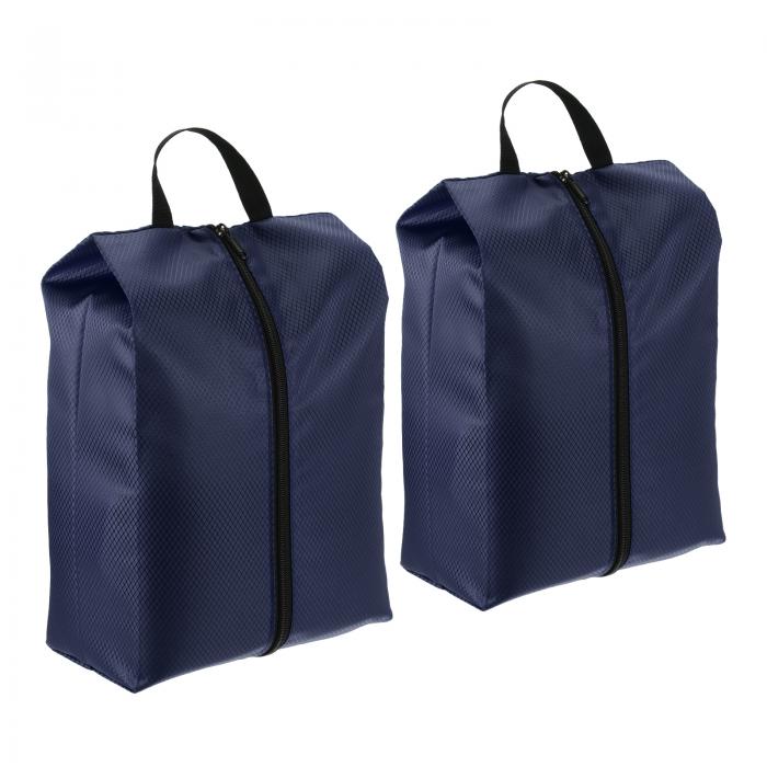 PATIKIL 旅行用シューズバッグ 2個入りポータブルナイロンシューズバッグ ジッパー付き 防水靴収納オーガナイザー 旅行アウトドア用 ネービーブルー