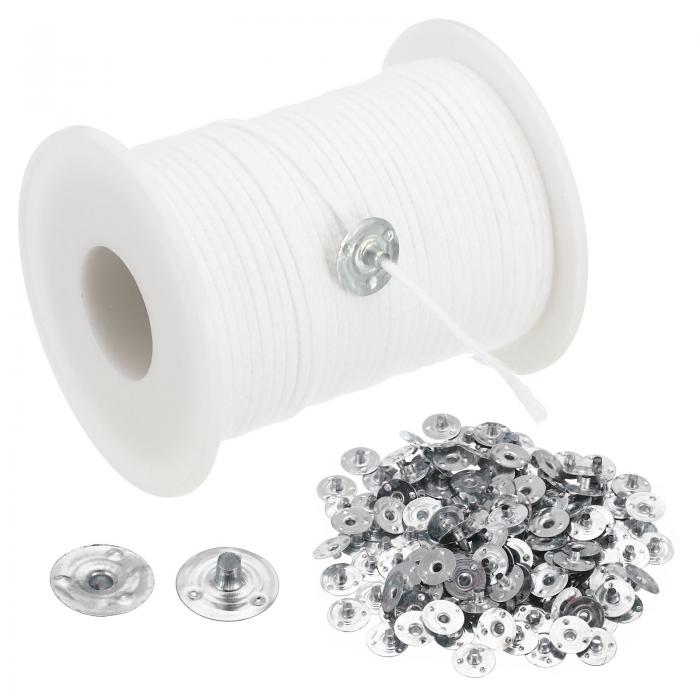 PATIKIL 編み込みキャンドル芯 61 M 24プライ コットンキャンドル芯スプール 金属製キャンドル芯持続タ..