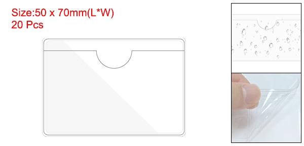 PATIKIL 50 x 100 mm 自己接着インデックスカードポケット 20個 プラスチックラベルホルダー トップオープン粘着ポケットスリーブ付き 名刺 メモカード用 クリア 2