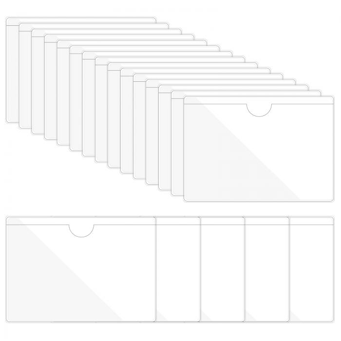 PATIKIL 82 x 115 mm 自己接着インデックスカードポケット 20個 プラスチックラベルホルダー トップオープン粘着ポケットスリーブ付き 名刺 メモカード用 クリア