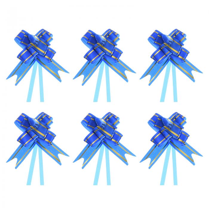 PATIKIL プルボウリボン 20 cm ギフト包装紐 金糸風飾り 蝶ネクタイ 結婚式 誕生日 パーティー用 100個 ブルー