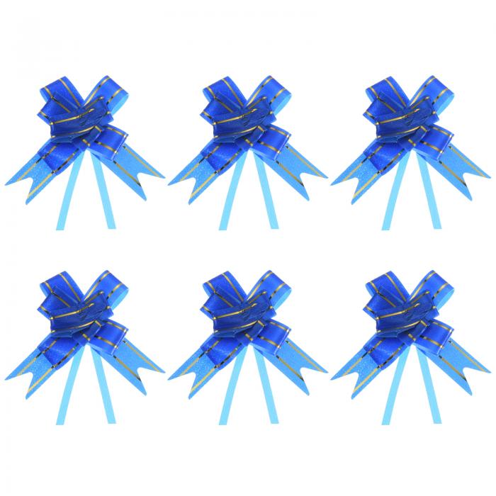 PATIKIL プルボウリボン 26 cm ギフト包装紐 金糸風飾り 蝶ネクタイ 結婚式 誕生日 パーティー用 100個 ブルー