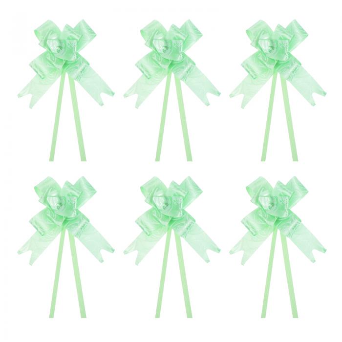 PATIKIL プルボウリボン 26 cm ギフト包装紐 ローズ柄装飾 蝶ネクタイ 結婚式 誕生日 パーティー用 100個 緑