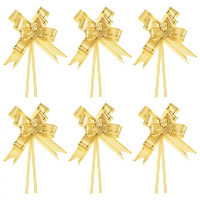 PATIKIL プルボウリボン 33 cm ギフト包装紐 金糸風飾り 蝶ネクタイ 結婚式 誕生日 パーティー用 100個 金トーン