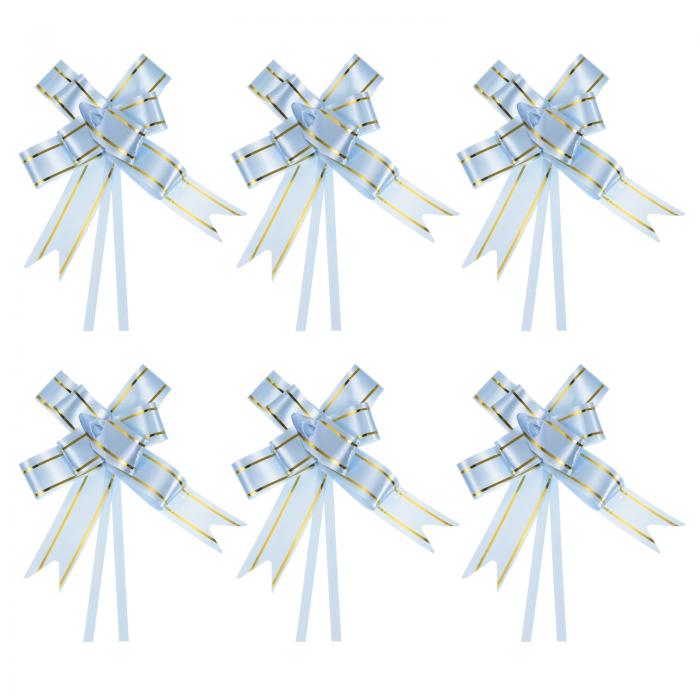 PATIKIL プルボウリボン 33 cm ギフト包装紐 金糸風飾り 蝶ネクタイ 結婚式 誕生日 パーティー用 100個 ライトブルー