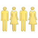 PATIKIL 12 cm バスルームサイン 2ペア ブラッシュド 男女トイレサイン 自己接着 トイレドア装飾ステッカー オフィス ビジネス用 金トーン