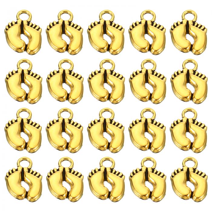 PATIKIL 足跡チャーム メタルドロップチャーム メタルチャーム 100個 ミニ ビンテージ かわいい ジュエリー作り用 結婚式装飾 ダーク金(3)