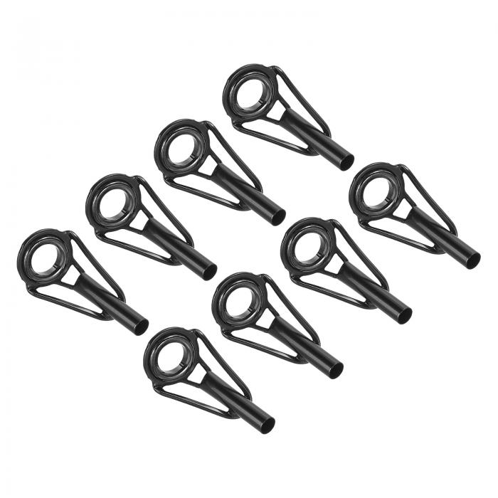 PATIKIL 2.8 mm 釣竿ティップ修理キット 8個 ステンレス鋼 ポールリングガイドの交換 海水淡水釣り用 ブラック(4)