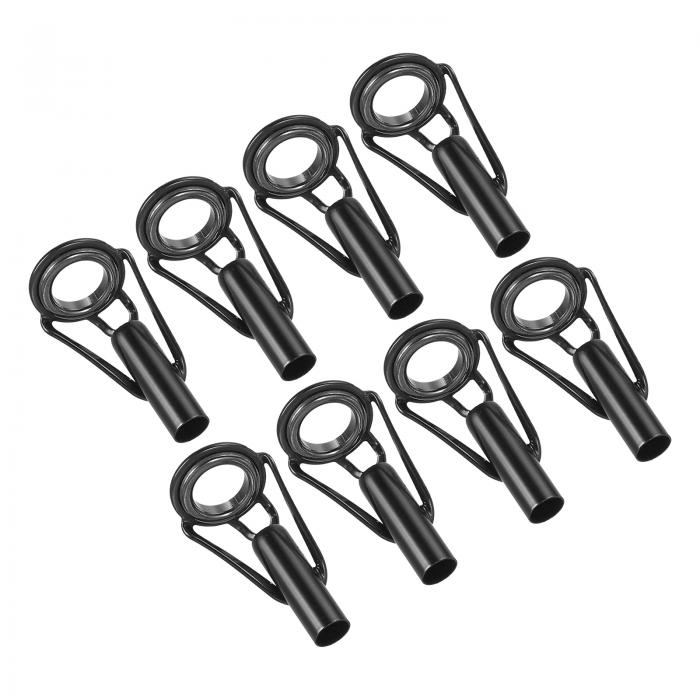 PATIKIL 4.4 mm 釣竿ティップ修理キット 8個 ステンレス鋼 ポールリングガイドの交換 海水淡水釣り用 ブラック