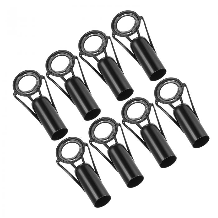 PATIKIL 10 mm 釣竿ティップ修理キット 8個 ステンレス鋼 ポールリングガイドの交換 海水淡水釣り用 ブラック