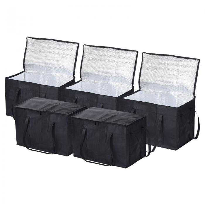 PATIKIL 5個 食料品バッグ 断熱再利用可能 XXXL 食品配達用バッグ ジッパー付き 保温フードバッグ 温か..