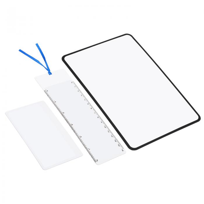 PATIKIL ブックマーク拡大鏡キット 1セット 3X フルブックページ表示拡大レンズシート定規 弱視の人用本雑誌新聞を読む