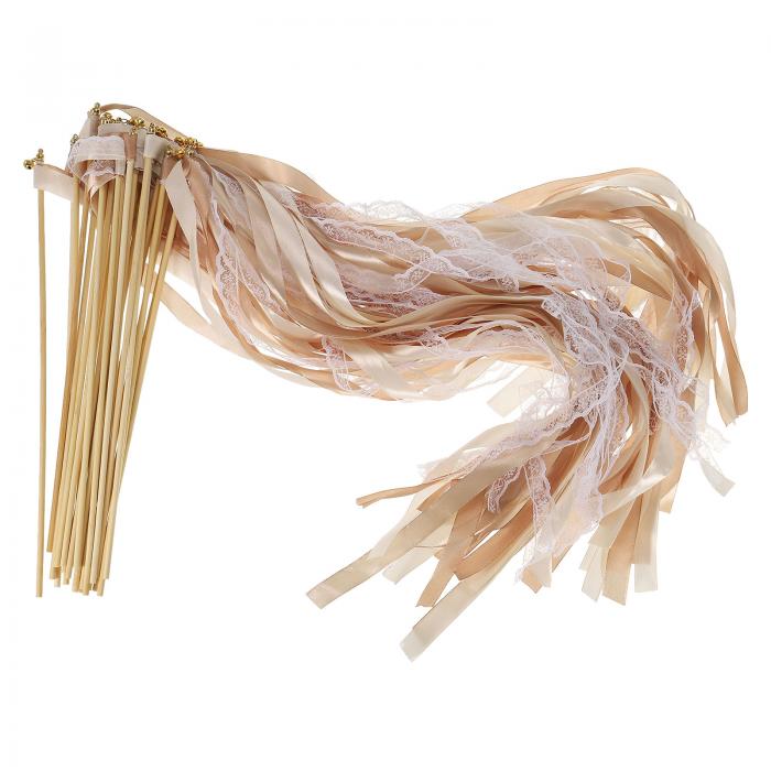 PATIKIL リボンスティックフェアリーワンド 25個 レースシルクフェアリースティックワンド お見送りス..